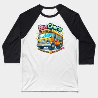 Cartoon Style School Bus Charm Baseball T-Shirt